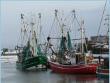 Fischkutter im Hafen von Neuharlingersiel im Winter